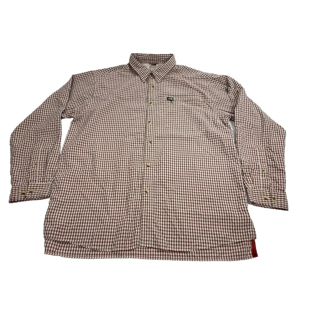 The North Face Shirt Men XL Red Plaid Outdoor Button Up Distressed
